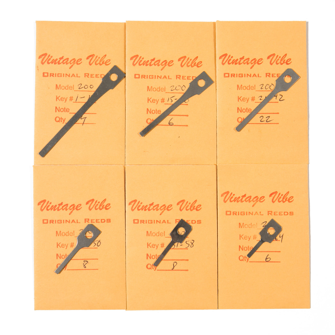 Wurlitzer 200 Series Blank Reeds - Full Set